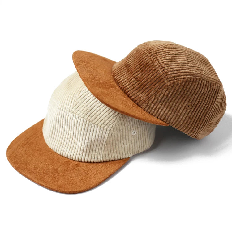 Vintage 5 Panel Corduroy Eco-friendly Unisex Hip Hop Outdoor Snapback Baseball Dad Hat Cap