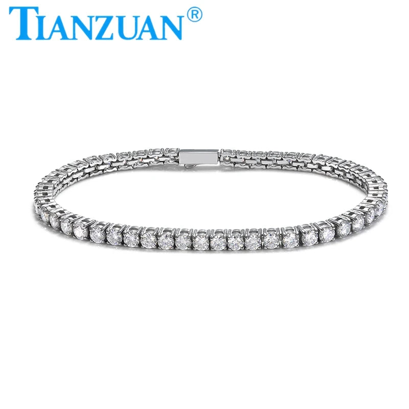 Ladies Bracelet Stainless Steel Bracelet with 3mm Round Moissanite Lady Woman Girls Bracelet Fashion Jewelry