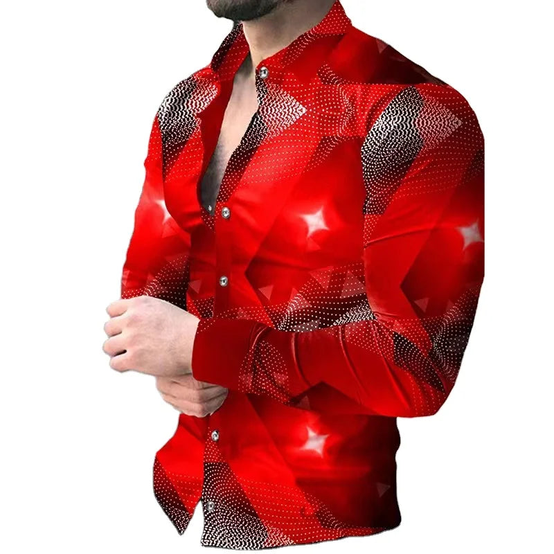 Factory Direct Sale Luxury Designer Men's Long Sleeve Dress Shirts Retro Style Work Shirts Full-Printed Chemise Pour Homme