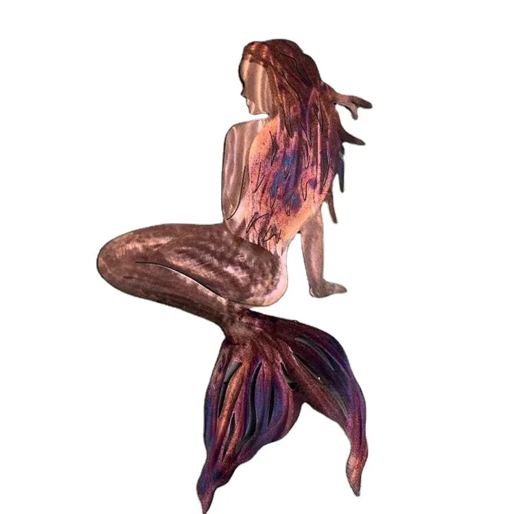 Stainless Steel Mermaid Metal Wall Art Mermaid Home Furnishing Decoration Retro Bar Shop Decoration