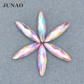 JUNAO 4*15mm Crystal AB Stones Non Hotfix Loose Rhinestones Horse Eye Acrylic Rhinestones for Nail Art