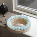 Wholesale Custom 6-10mm Natural Aquamarine AA Gemstone Beads Stretchy Bracelet for Men and Women