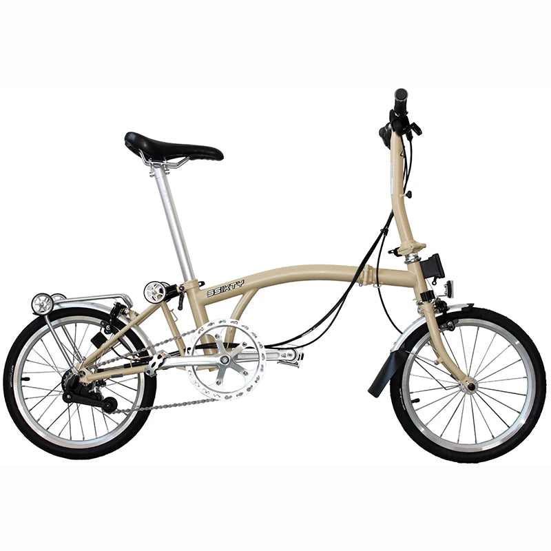 3SIXTY Folding Bike 16 Inch Internal 6 Speeds Steel Frame Mini Folding Bicycle TRI-folding Bike Post Green /Navy Blue