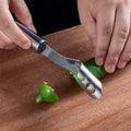 Hot Sale Custom Logo Stainless Steel Kitchen Gadget Vegetables Cutter Chopper with Pepper Corer & Chili Seed Remover
