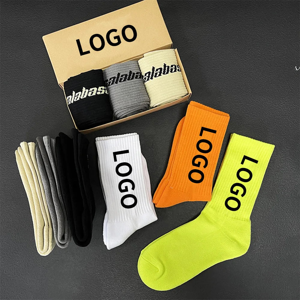 Wholesale Custom Leisure Sport Socks with Jacquard Embroidery and Printed logo Suitable for Both Men and Women