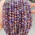 JD Wholesale 6/8/10/12mm Natural Purple Ghost Quartz Beads Round Smooth Loose Spacer Amethyst Crystal Beads for Jewelry Making