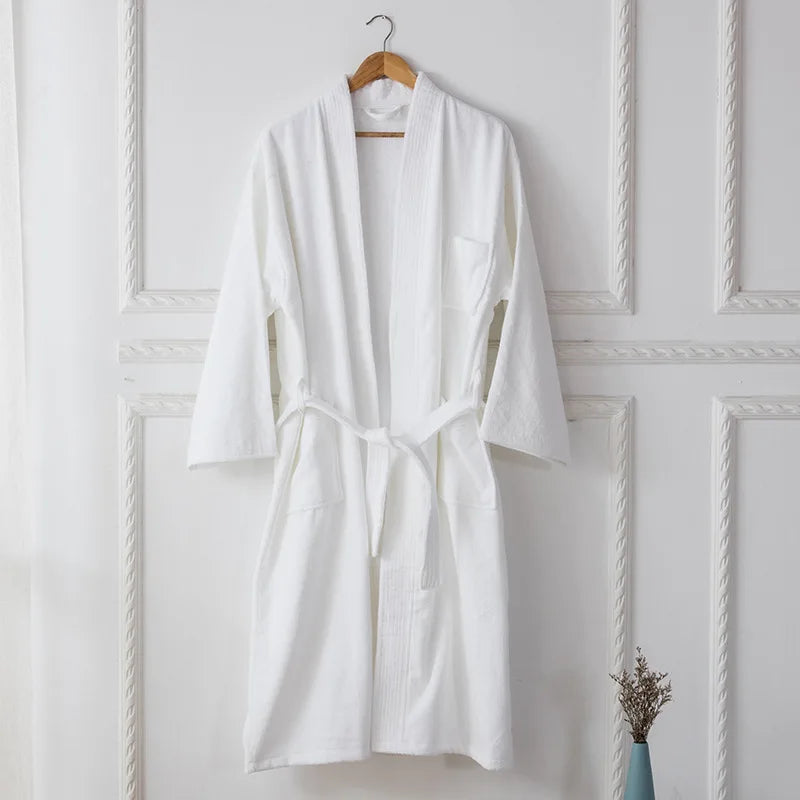100% Cotton Thermal Elegant Women's French Terry Bathrobe Nightgown with Custom Logo for Autumn Beauty Salon Use