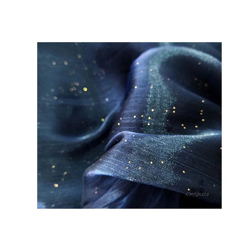 Star Design Shimmering Tulle Fabric Knitted Warp Type Glitter Tulle Organza with Brilliant Shining and Sin Brillo Glitter