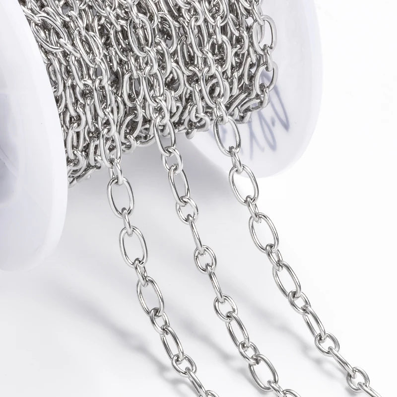 Jewelry Manufactured China Stainless Steel Oval Shape Chain Fashion Decorative Component for DIY Necklace Waist Accessory