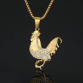 18K Gold Plated Stainless Steel Gallic Rooster Necklace Trendy Link Chain Hiphop Jewelry for Buddhism Followers