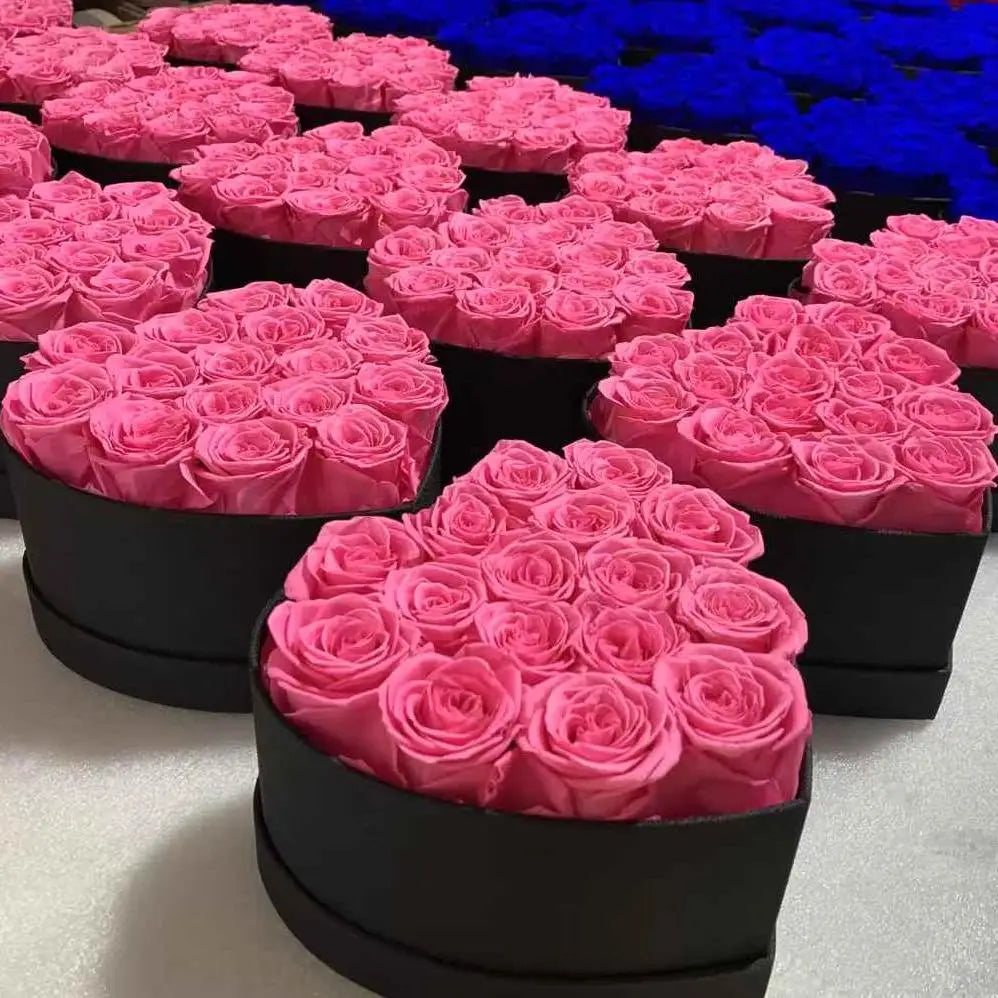 Lovebay Heart Shaped Red Roses EverLasting Flowers Real Natural Eternal Roses Preserved Roses Flowers for Valentines Day Gift
