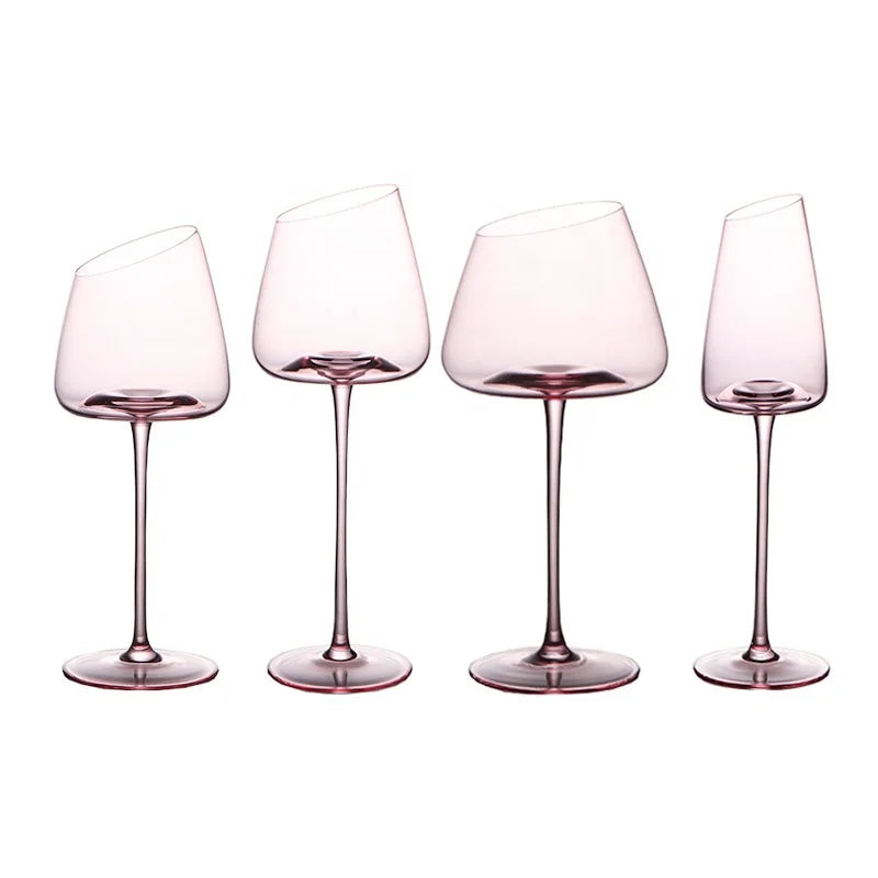 Gift Shanxi Sakura pink Transparent Hand Blown Crystal Glass Flamingo Series Hump Goblet