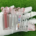 CY325 Unique Heart Shape Cap 4ml Square clear Plastic Custom Brush Packaging for Lip Oil Cream Container pink Lip Gloss Tubes