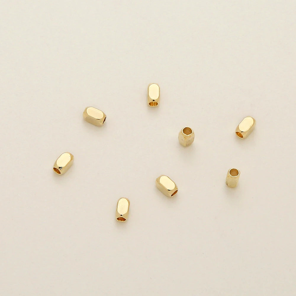 Colorfast Lead-free Nickel Spacer Beads Small Rectangular Bead for Jewelry Making Gold Plated Smooth Loose Brass Beads