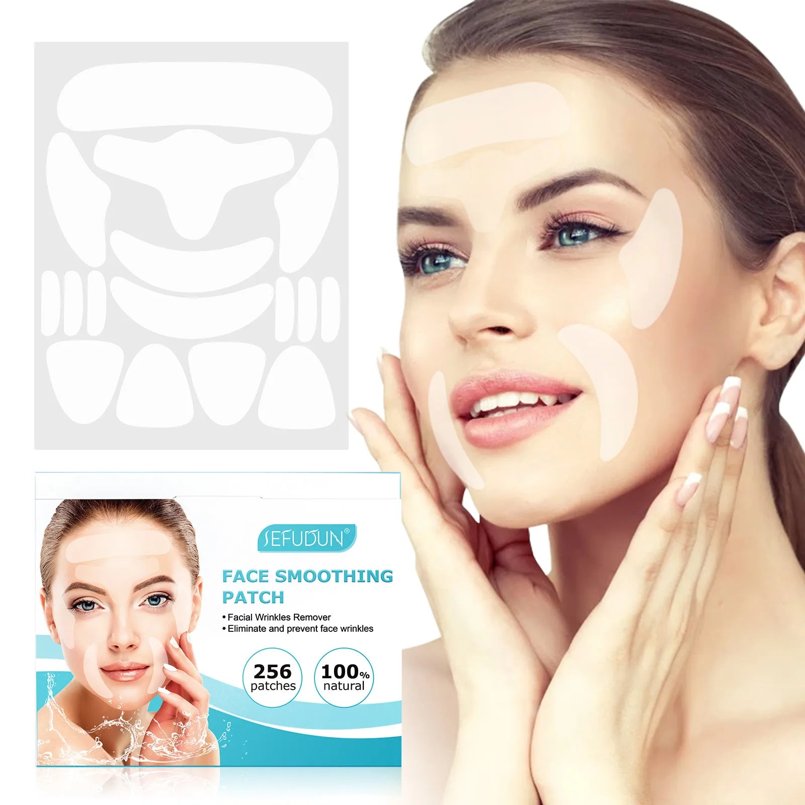 SEFUDUN OEM Reusable Full Face Smoothing Forehead Lines Removal Lifting Sticker Wrinkle Resistant Hydrogel Forehead Patches