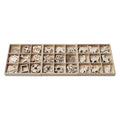 28321 Wood Shapes Box 45pcs Eco-friendly Laser-Crafted Wooden Elements 104x104mm 9 Unique Designs Tabletop Decor Shrinking