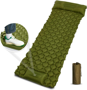 Woqi Sleeping Air Pad With Pillow Mountain Climbing Camping Sponge Self Air Bed Inflatable Air Mattress