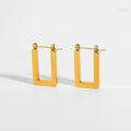 18K Gold Plated Stainless Steel Titanium Steel Geometric Square Big U Shape Hoop Earrings for Women