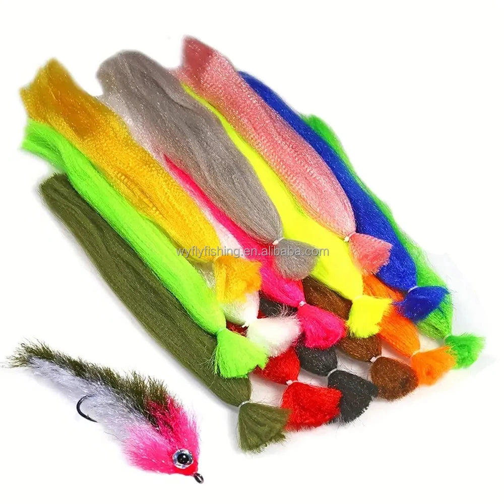 Wholesale Flash Slink Fibre Long Synthetic Kinky Hair /Slinky Fiber for Making Minnow Fishes Lure Baits Fly Tying Material