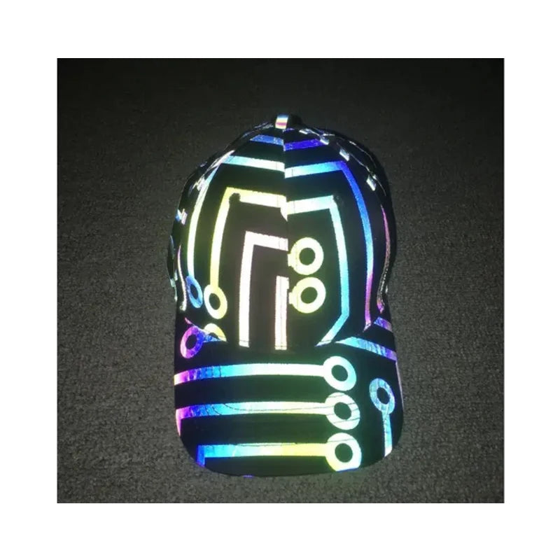 New Style Custom logo Design Fashion OEM Outdoor Sports Hat Reflective rainbow Shiny Snapback Baseball Cap for Teams Hip Hop