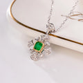 Factory Custom Natural Emerald White Diamond 18K Au750 Gold Necklace