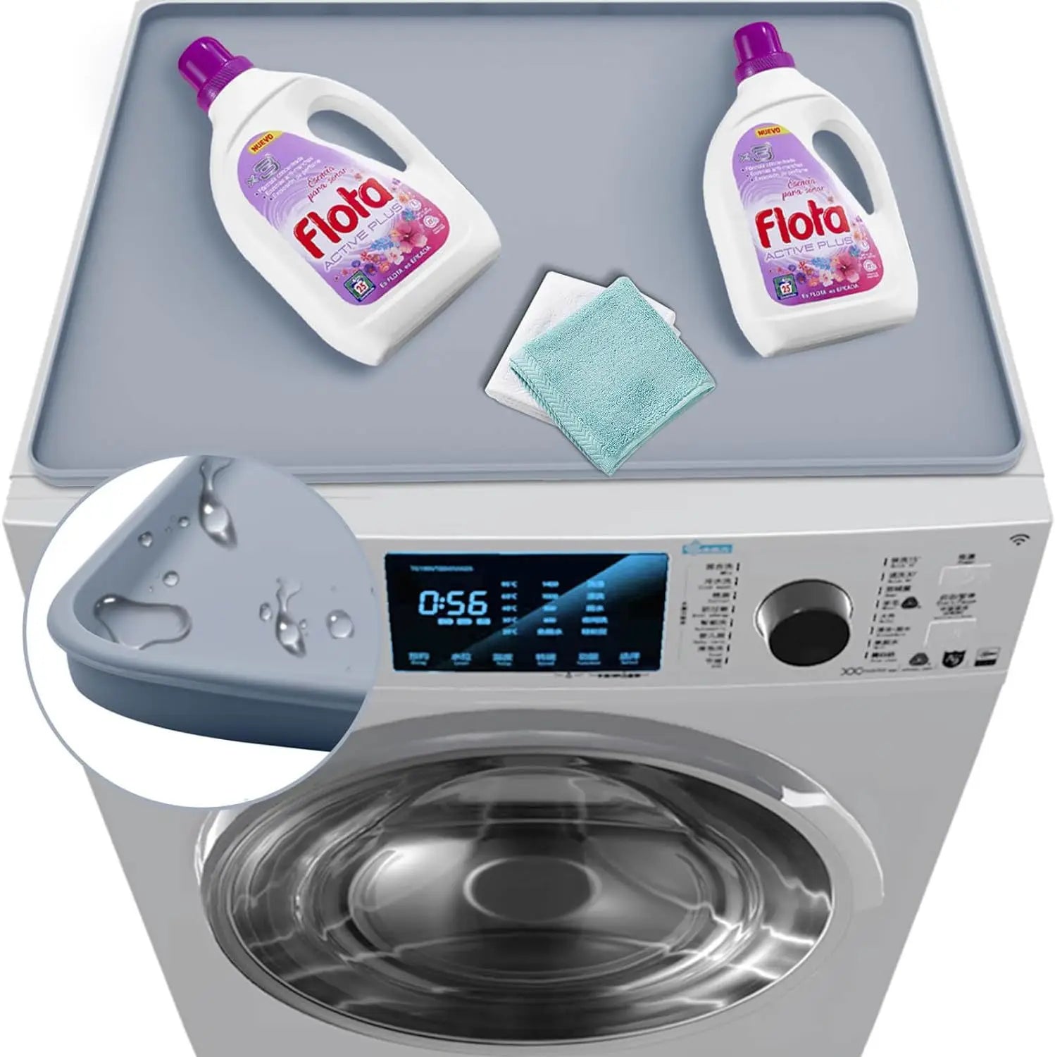 Wholesale Washer and Dryer Top Protector Waterproof Washable Silicone Mat for Washing Machine Dryer Washer Dryer Top Cover