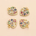 TengYue Women's Lovely Heart Jewelry 18K Gold Plated Brass Colorful Zircon Charm Pendant for Necklace Making Gift