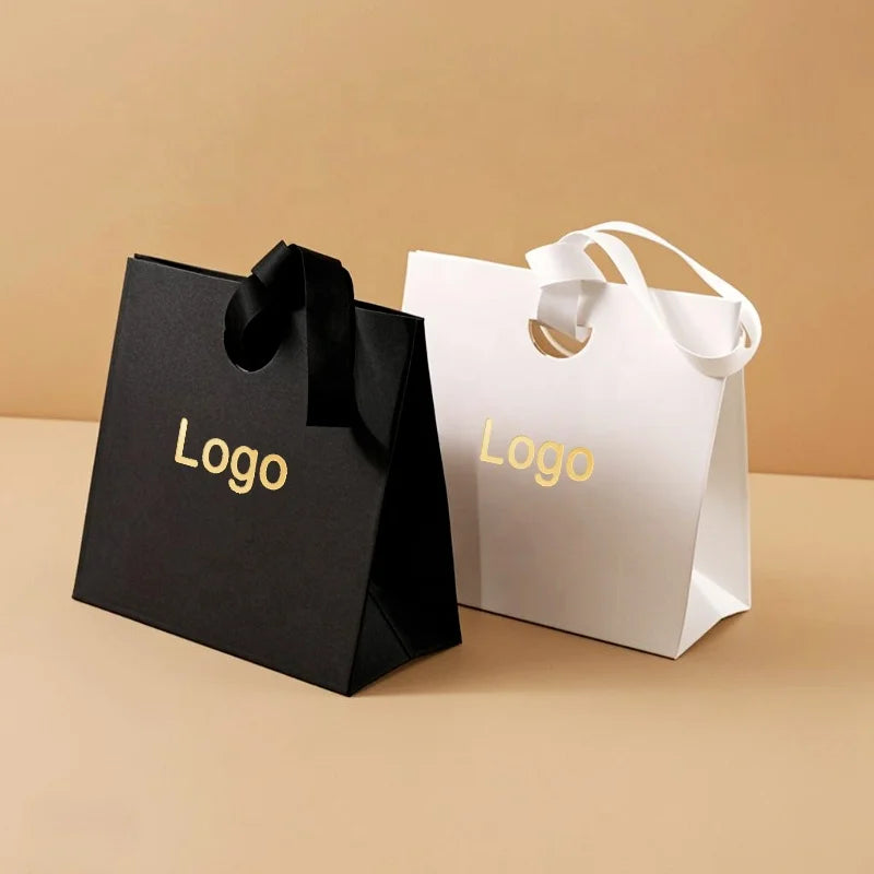Custom Logo Luxury  Eco Friendly Jewelry Box Packaging Bag Gift Paper Bags with Handle