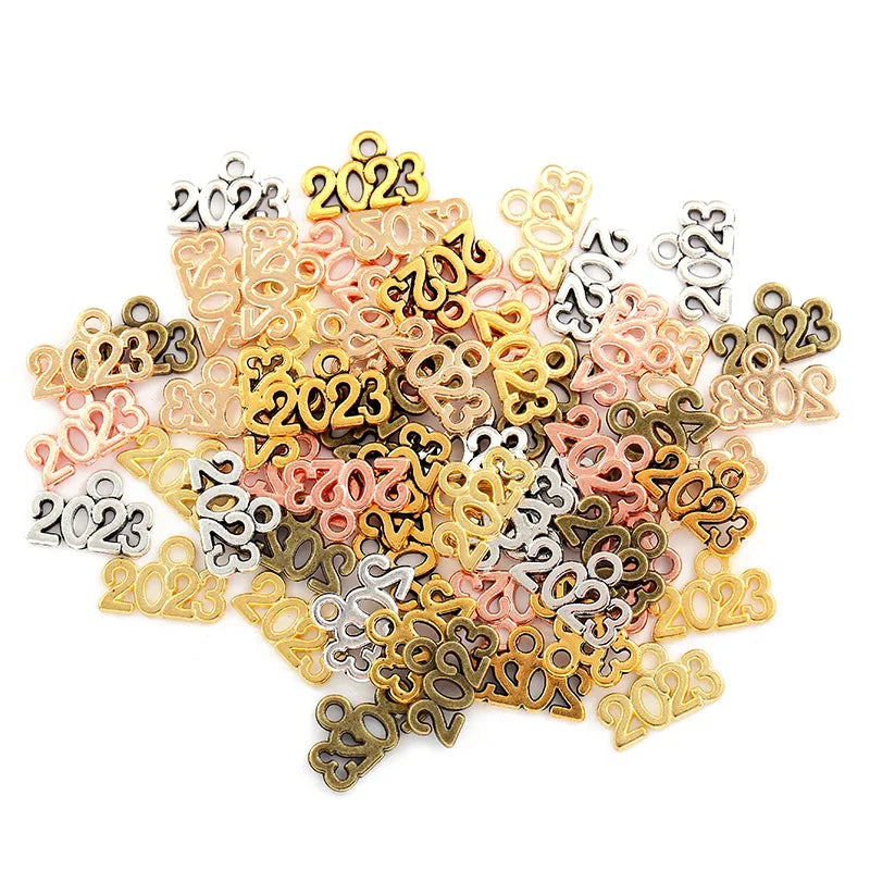 AA00239 Antic Alloy Year Number Charm 2023 2024 2025 for Jewelry Making Accessories Pendant DIY Bracelets Necklace