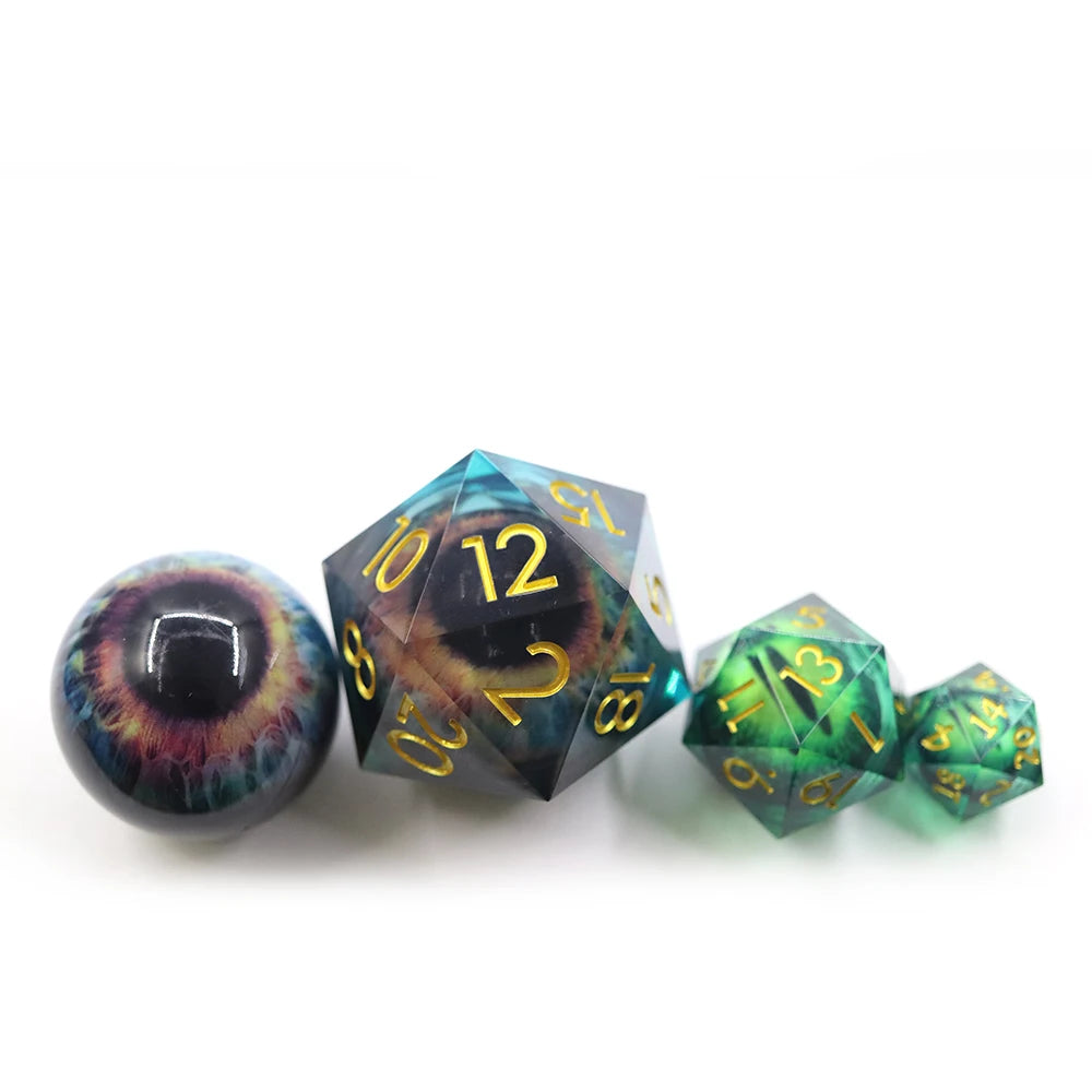 Custom D 20 Oversize 50mm 20 Sided Resin Dice Large Moving Cat Eye Blue and Red for RPG Game