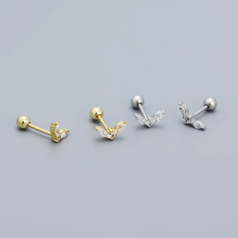 Wholesale Fashion Jewelry 925 Sterling Silver V-shaped White Zircon Gold Plated Stud Earring Jewelry for Women