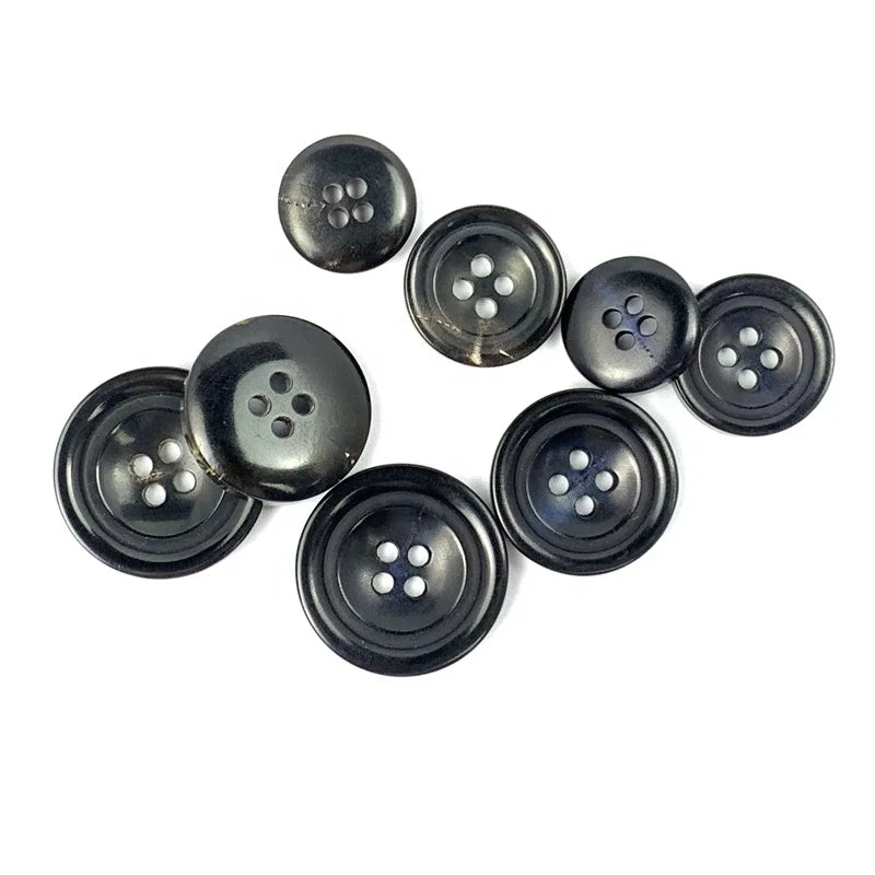 Wholesale Custom High Quality Natural Buffalo Horn Buttons 4-Hole Flatback Dyed WIKO RH02609 Dry Cleaning Coat Suit Decoration