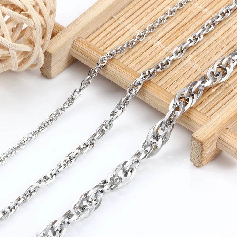 Stainless Steel Metal Necklace Chains Bulk Fit Bracelets Findings Double Open Link Chain for Diy Jewelry Making