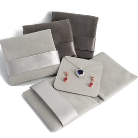 Microfiber Gift Packaging Storage Pouch with Insert Card Earring Ring Necklace Velvet Jewelry Bags
