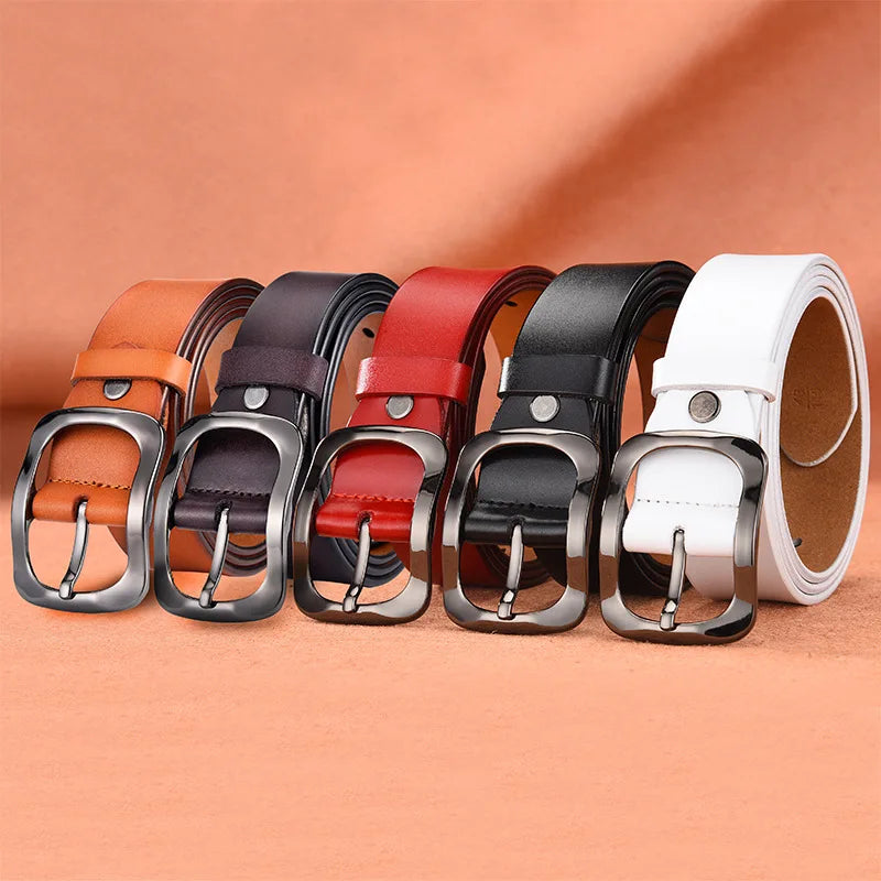 Men's Business Style Double Cowhide Leather for Pin Buckle Belt with Alloy for Buckle