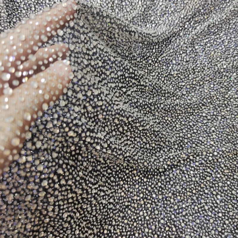 Flexible Sparkle Rhinestones Fabric with Mix Size Crystals and Stones