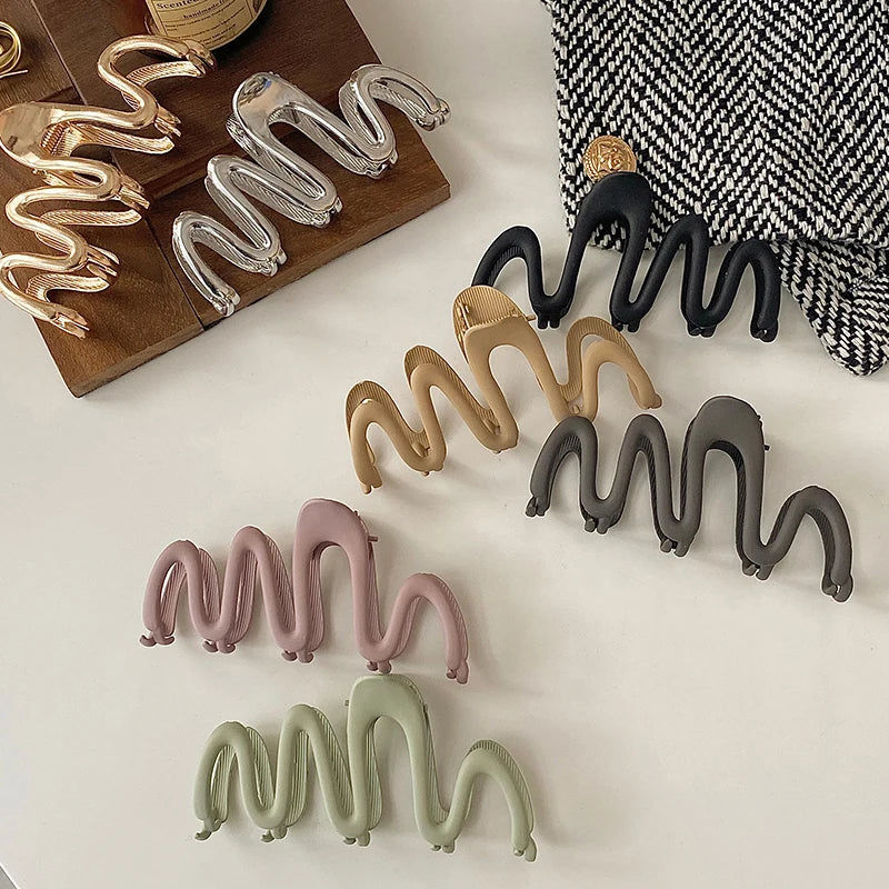 Silver Jumbo Metal Claw Hair Clips Matte for Women Black Purple Pink Hair Claw Custom Wholesale Hair Clamps Accessories Clip