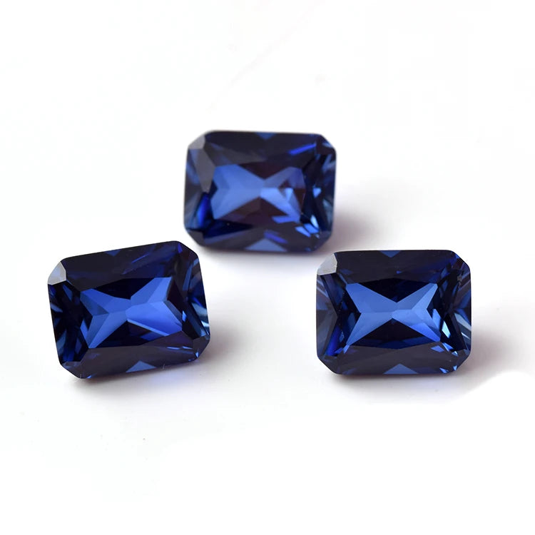 Wholesale 3x5mm to 15x20mm Octagon Lab Created Sapphire Corundum Synthetic Stone Loose Blue Sapphire Gemstone for Jewelry