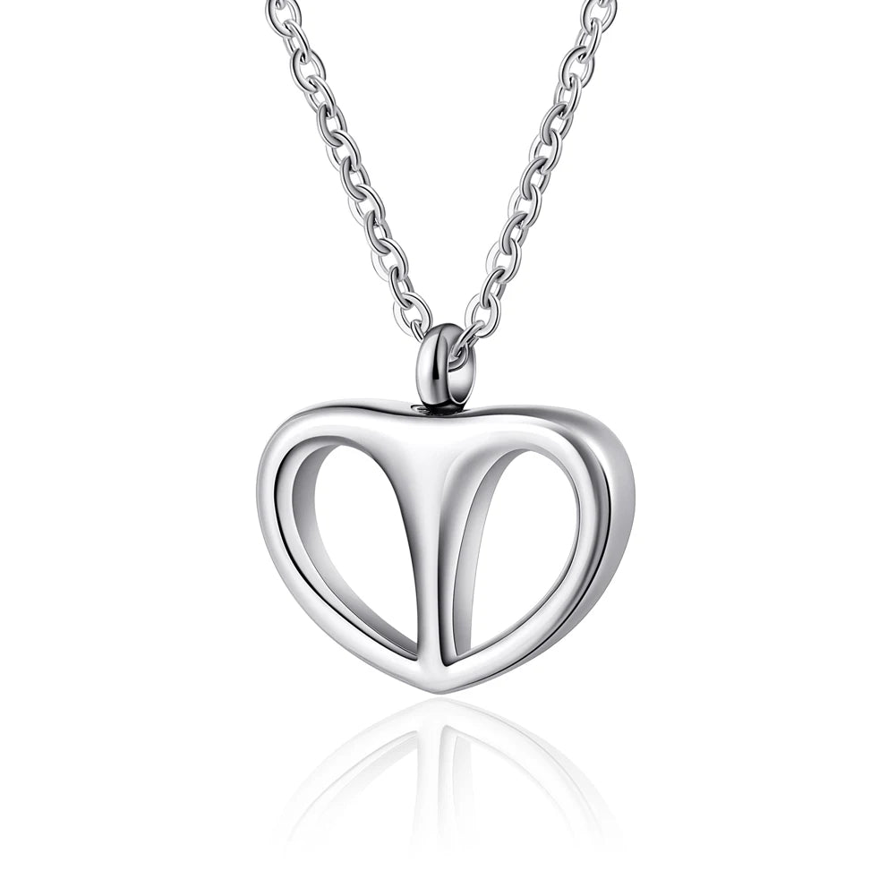 Stainless Steel Silver Plated Vintage Hollow Heart Urn Necklace Jewelry Cremation Ashes Pendant Holder Strength Children's