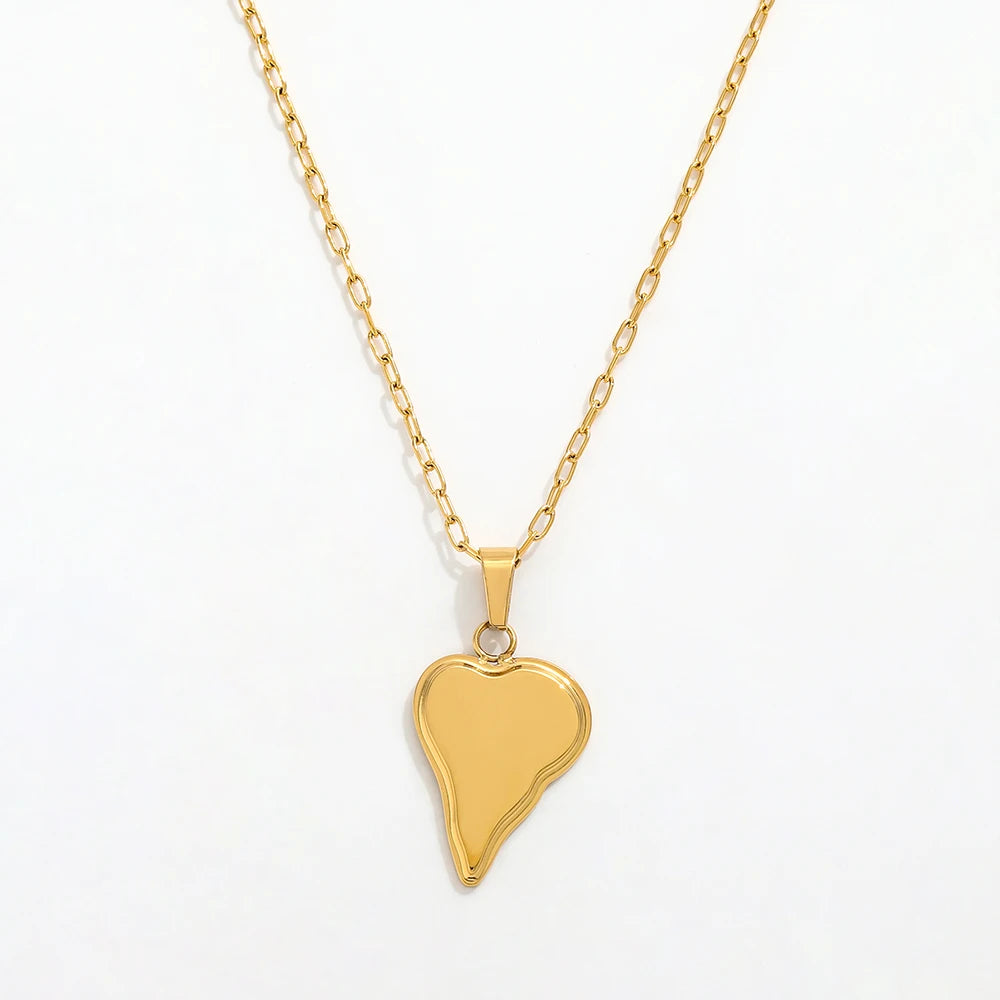 Joolim Jewelry Gold Plated Waterproof Tarnish Free Slim Irregular Stylish Heart Pendant Necklace Stainless Steel Fashion Jewelry