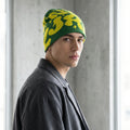 Fashion Winter Warm Beanie with Satin Lining Custom Logo Print Jacquard Knit Streetwear Cuffless Skull Cap Beanie Hat for Unisex