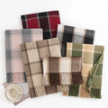 Pink Plaid Scarf Lightweight Women's Scarf Classic Tassel Checked Blanket Fashion Colorful Shawl MegaBDM