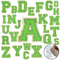 26PCS Self Adhesive Chenille Letters Patches Green Letters Patches Patches for Backpacks Self Adhesive Letters