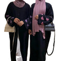 New Middle Eastern Women's Open Abaya Dresses Butterfly Embroidered Kaftan Cardigan Islamic Clothing Fashionable Muslim Nida