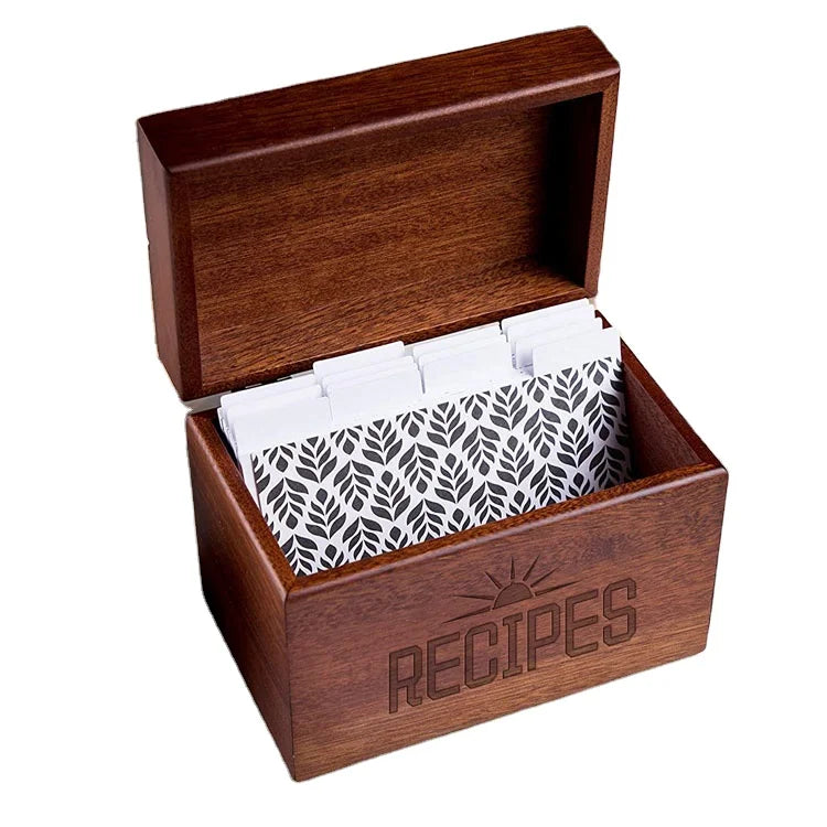 Cute Gift for Women Rustic 100 Double Sided Recipe Cards Wood Dividers 4x6 Vintage Style Set Wood Recipe Box With Cards