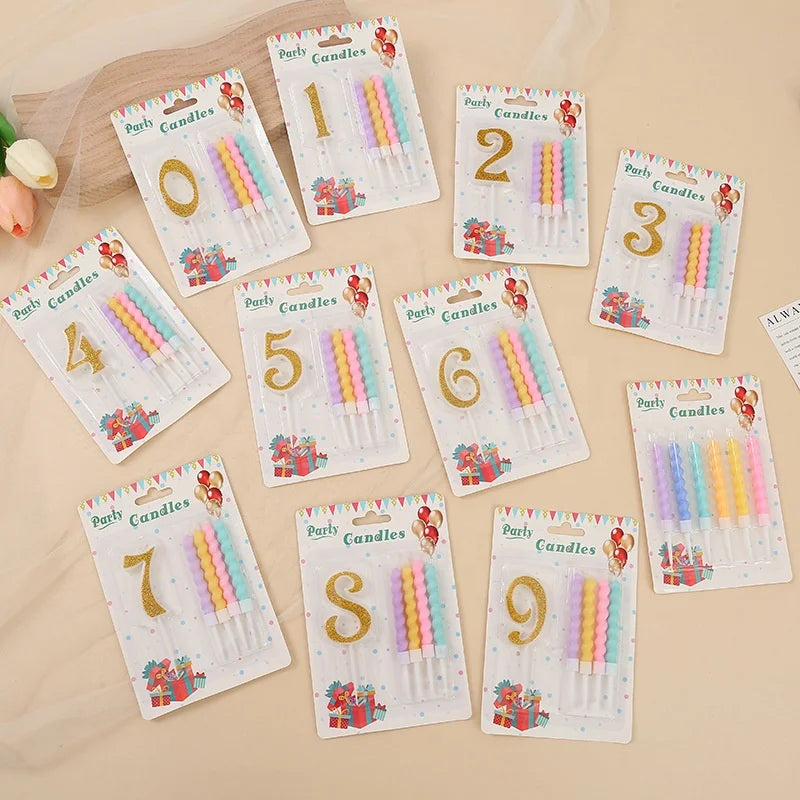 Wholesale Macaron Thread Birthday Candle Number Candle Combination Set Cake Birthday Decoration
