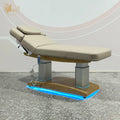4-Motor LED Light Wood Grain Base Massage Bed with Full Tilt Function