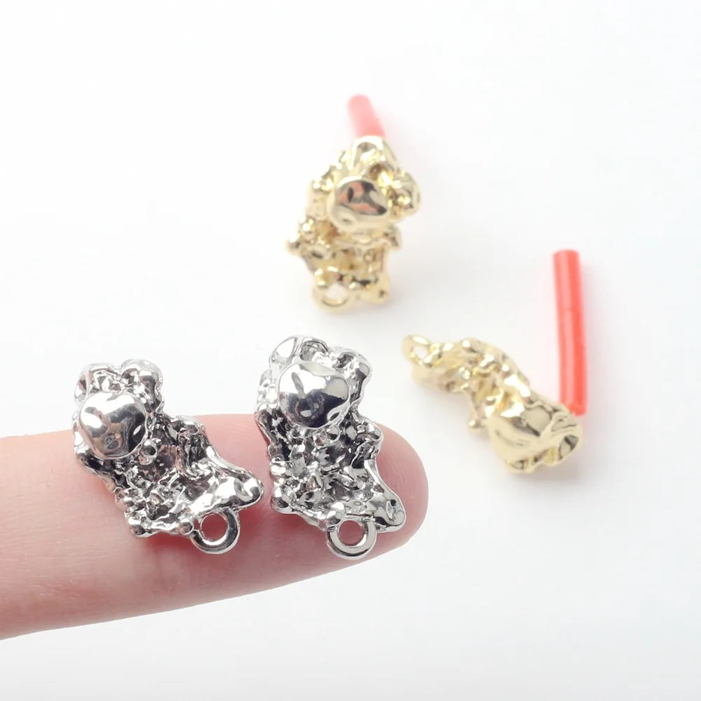 New Fashion 10*17mm Zinc Alloy Irregular Lava Shape Earrings Gold Silver Women's Earrings DIY Accessories