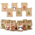 Christmas Drawstring Burlap Jute Gift Bags for Candy and Other Holiday Presents Shopping Bag