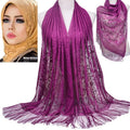 20 Solid Colors Lace Hollow Fringe Long Summer Malaysian Silk Scarf Shawl for Women Spring Season Polyester with Argyle Pattern